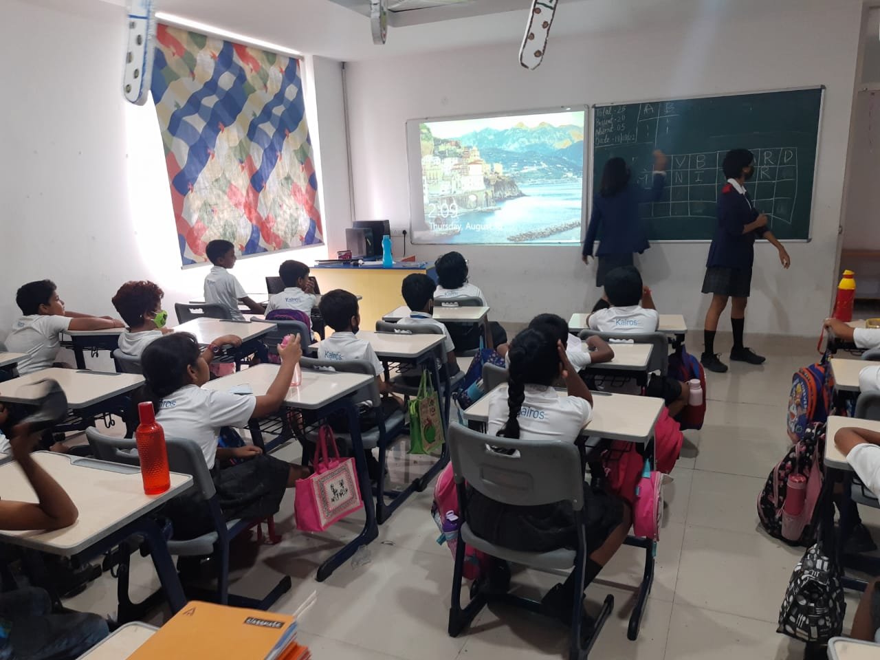 Children eagerly participated computer puzzle game in pixel club activity