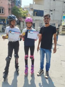 students who participated in All India Open Skating Tournament conducted