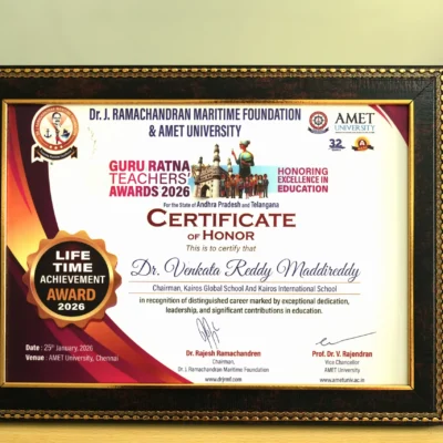 Guru Ratna – Lifetime Achievement Award 2026, for the states of Andhra Pradesh and Telangana 01